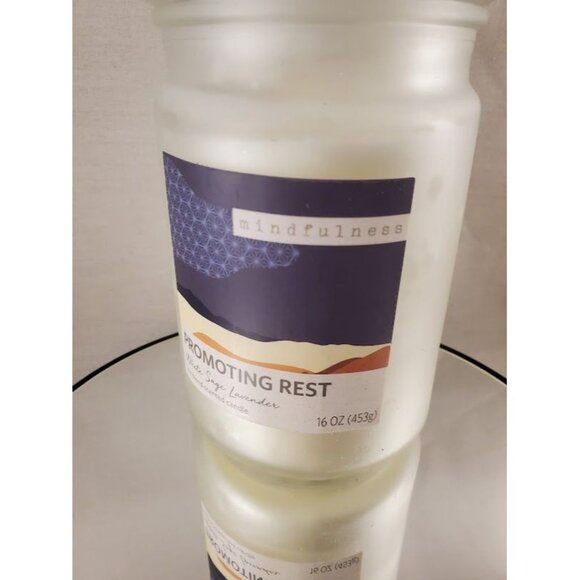 Mindfulness White Sage & Lavender Candle 16 Oz Promoting Rest Hand-Poured Jar - Picture 2 of 5